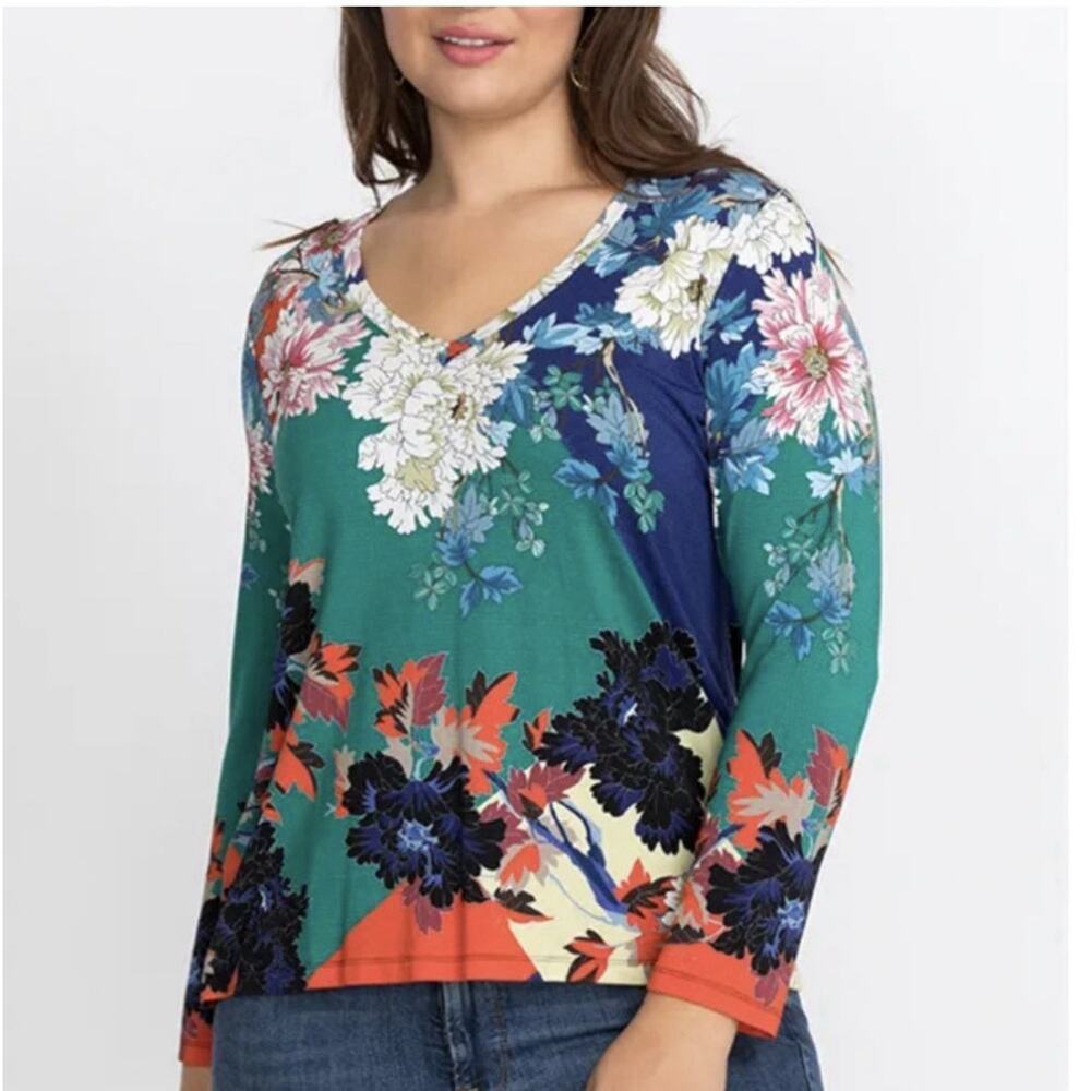 Johnny Was Marritt Top Women’s XXL favorite Floral Long Sleeve Tee
